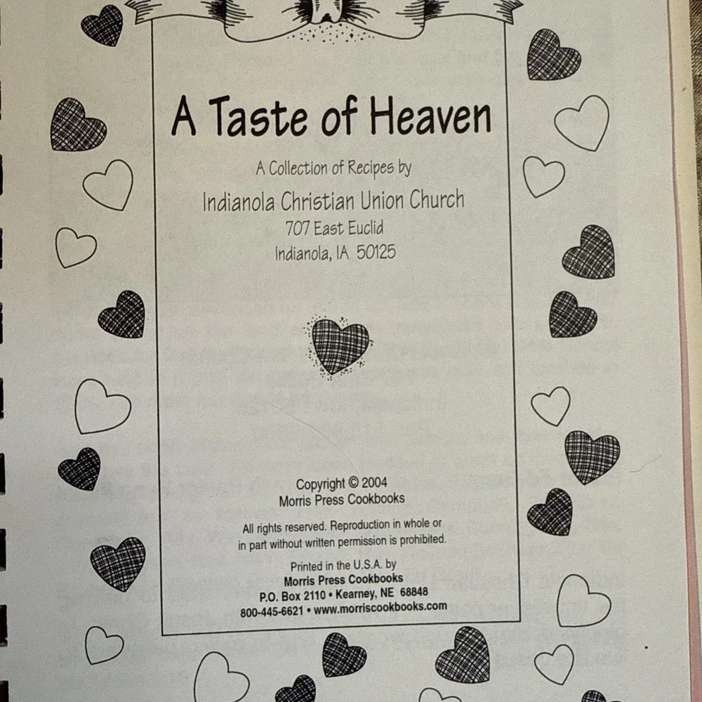 Taste Of Heaven Indianola Christian Union Church Iowa Binder Recipes 2004 VTG